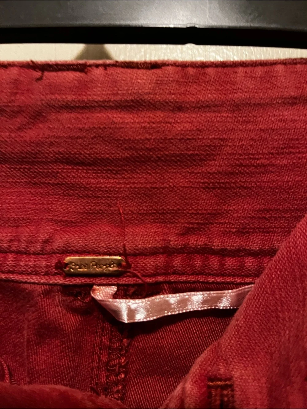 Free People Deep Red Capris with Subtle Gold Accent